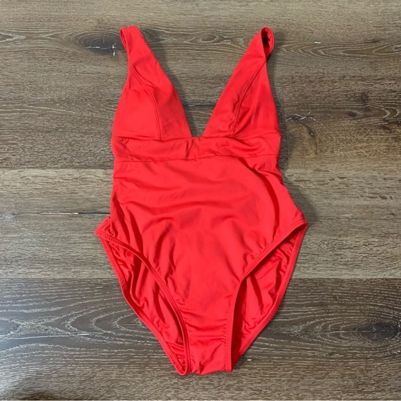 Andie red Womens Sardinia v neck one piece swimsuit XS NWT - Picture 1 of 9